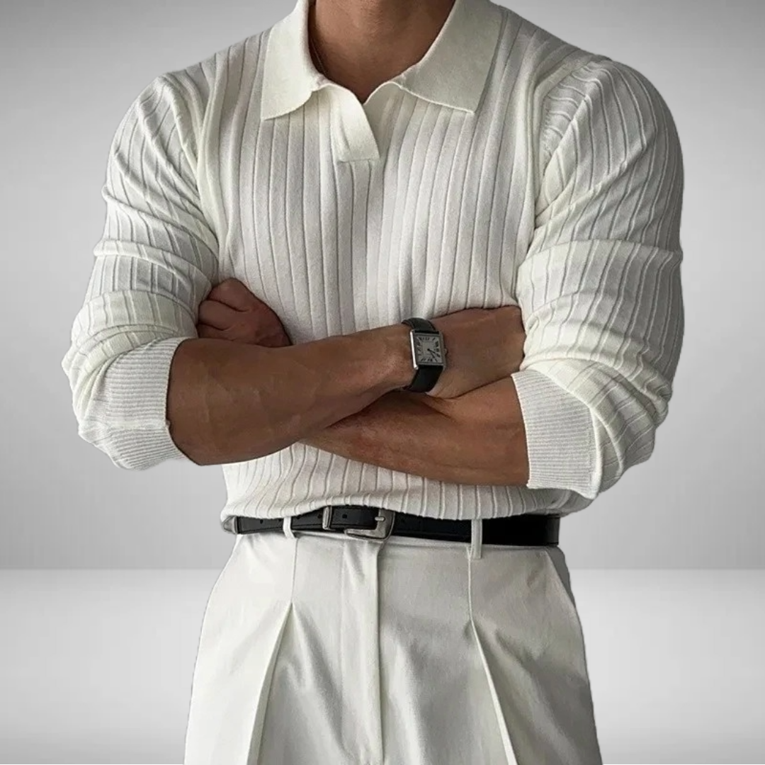 Alistair - Jacquard Knit Polo Sweater