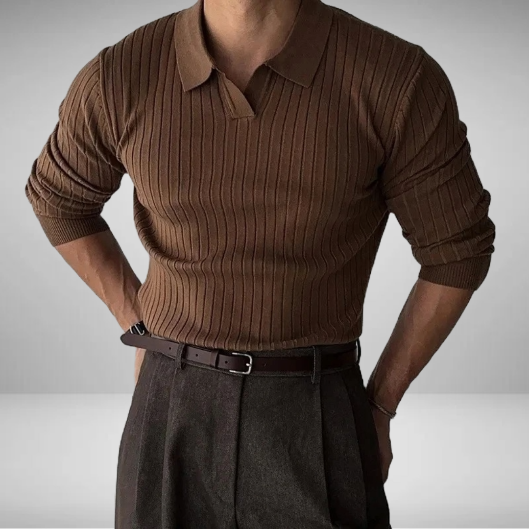 Alistair - Jacquard Knit Polo Sweater