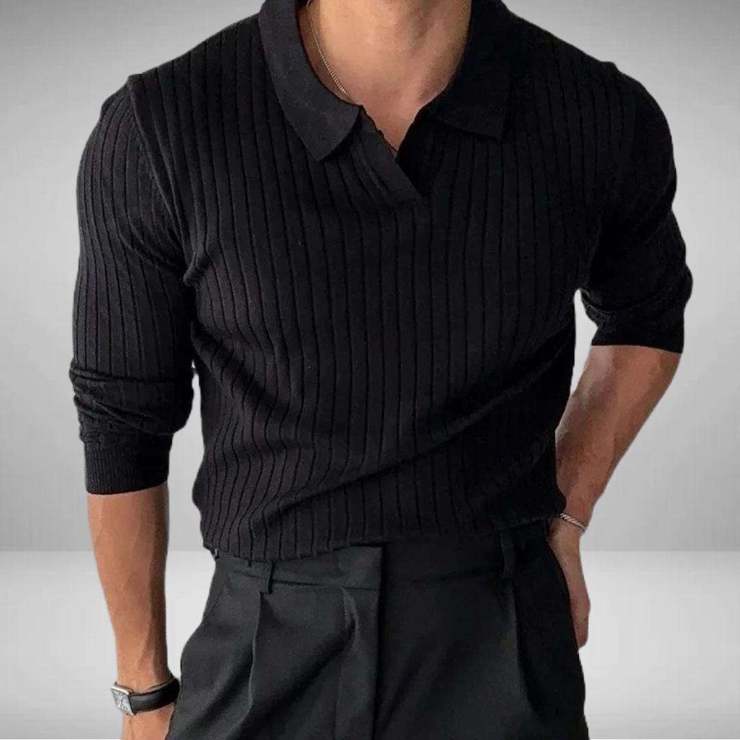 Alistair - Jacquard Knit Polo Sweater