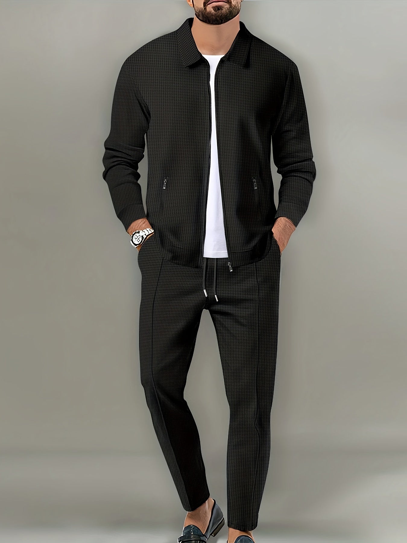 Martus - Classic Waffle-Knit Tracksuit Set