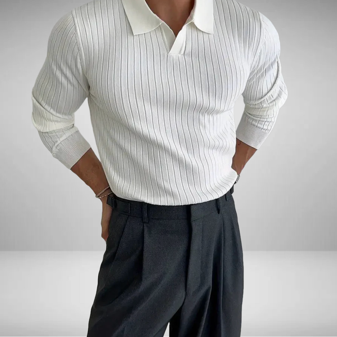 Alistair - Jacquard Knit Polo Sweater